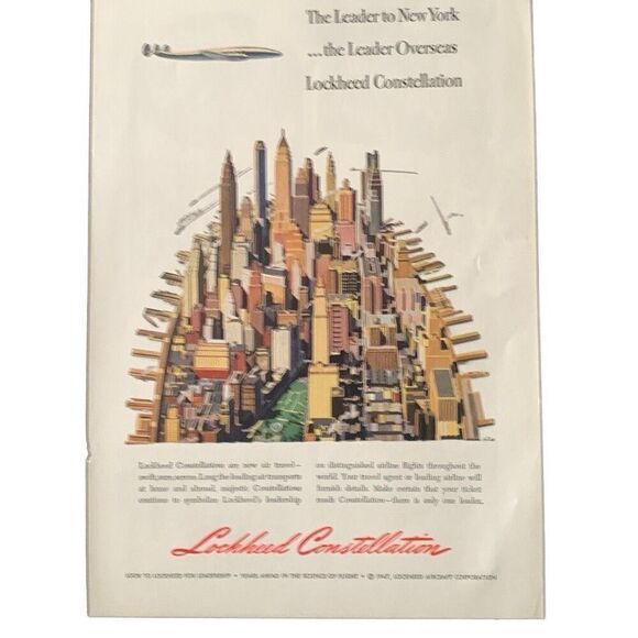 Vintage 1947 Lockheed Constellation Leader To New York Ad Advertisment - Picture 4 of 4
